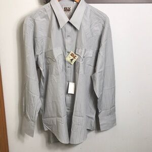 Ely Cattleman western shirt gray, long sleeves, snaps, size X-Large 17 1…